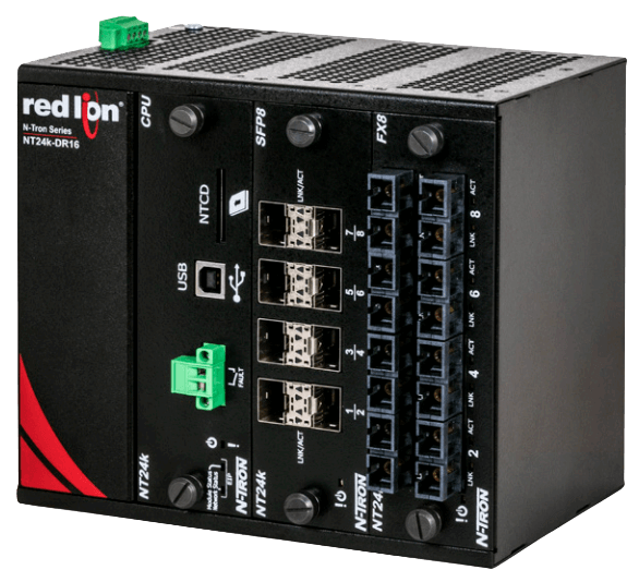 Red Lion Modular Industrial Ethernet Switch, NT24k-DR16